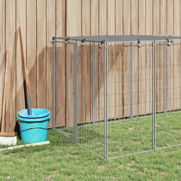 Koeraaedik veekindla katusega, hõbedane teras, 330 x 110 x 110 cm – 3