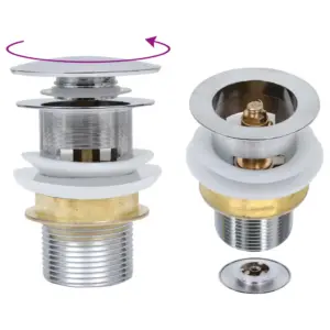 Lükatav äravoolukaitse ilma ülevooluta, hõbedane, tsink ja messing, 6,4 x 6,4 x 9,1 cm, 1¼"