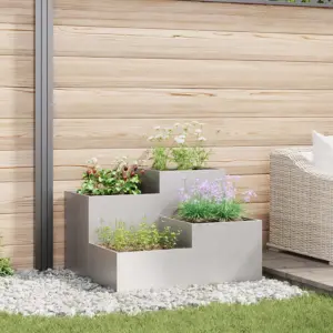 Hõbedane terasest aia istutuskast, 100 x 100 x 60 cm