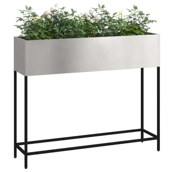 Tõstetud istutuskast metallist, hõbedane, 100 x 26 x 82 cm - 3