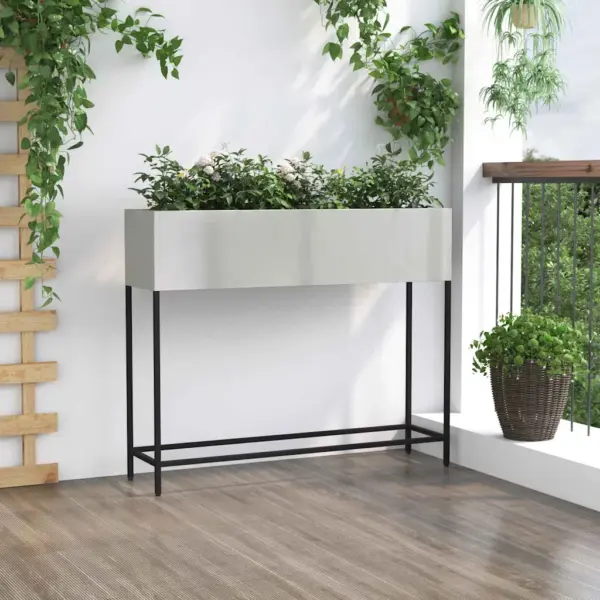 Tõstetud istutuskast metallist, hõbedane, 100 x 26 x 82 cm - 4