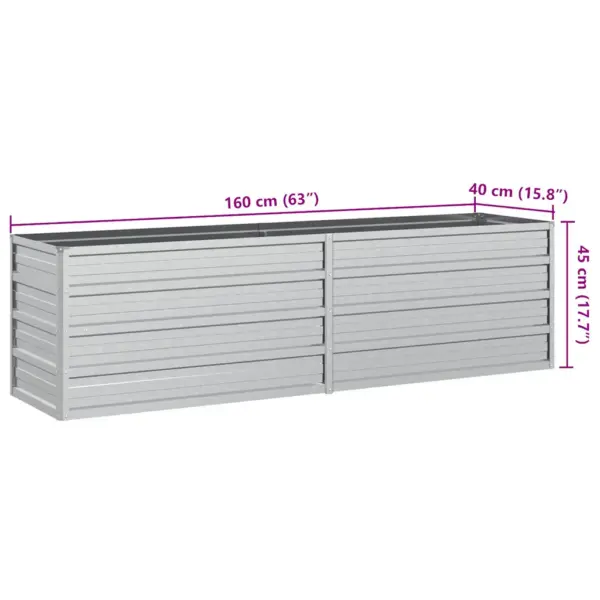 Tsingitud terasest peenrakast, hõbedane, 160 x 40 x 45 cm – 7