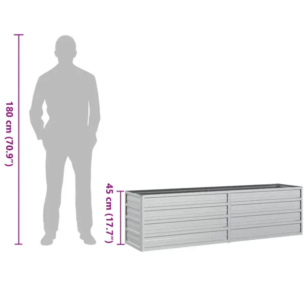 Tsingitud terasest peenrakast, hõbedane, 160 x 40 x 45 cm – 8