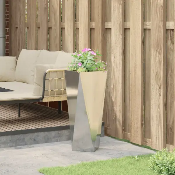 Hõbedane tsingitud terasest kõrge taimekast, 30 x 30 x 75 cm – 4