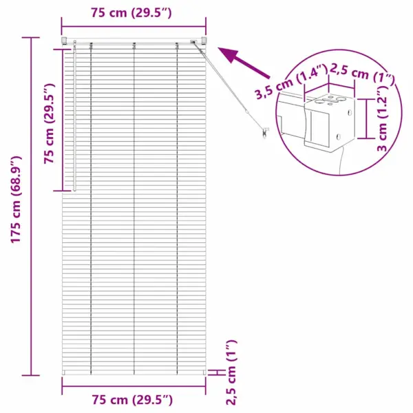 Hõbedane Veneetsia ruloo alumiiniumist, 175 x 75 cm – 13