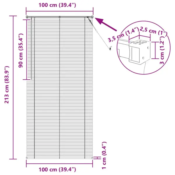 Reguleeritav PVC veneetsia ruloo, hõbehall, 213 x 100 cm – 10