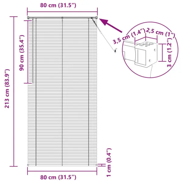 Reguleeritav veneetsia ruloo, hõbehall PVC, 213 x 80 cm – 10