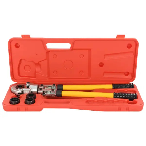 Hüdraulilised presstangid torudele, kollane, 16–32 mm, 60 kN, hoiukohvri ja 4 pressadapteriga – 2