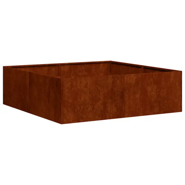 Ilmastikukindlast terasest taimekast, roostevärvi, 100 x 100 x 30 cm, avatud põhjaga – 2