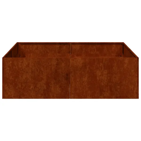 Ilmastikukindlast terasest taimekast, roostevärvi, 100 x 100 x 30 cm, avatud põhjaga – 5