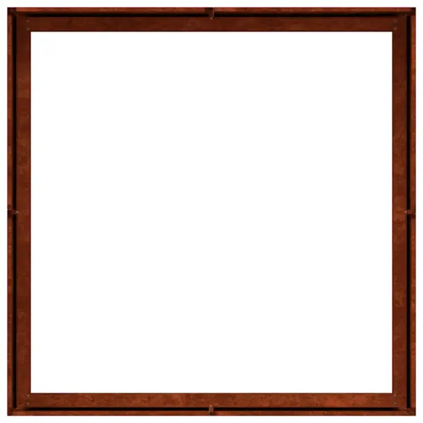 Ilmastikukindlast terasest taimekast, roostevärvi, 100 x 100 x 30 cm, avatud põhjaga – 6