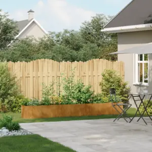 Ilmastikukindlast terasest taimekast, roostevärvi, 280 x 40 x 40 cm, avatud põhjaga