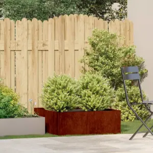 Ilmastikukindlast terasest taimekast avatud põhjaga, roostes, 80 x 80 x 30 cm