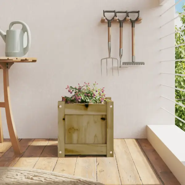 Immutatud männipuidust aia taimekast, 31 x 31 x 31 cm, pruun – 3