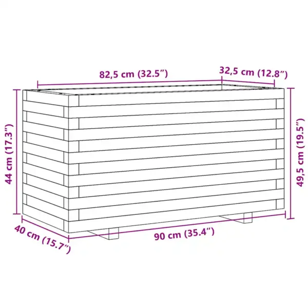Puidust aia taimekast, pruun, survetöötlusega immutatud männipuit, 90 x 40 x 49,5 cm - 10