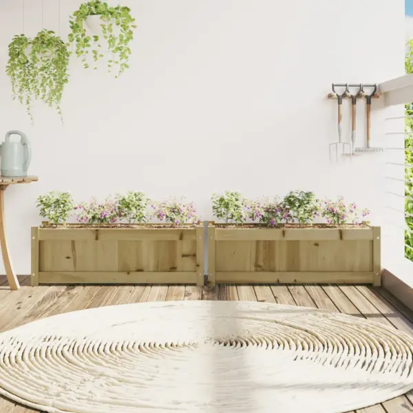 Immutatud männipuidust aia taimekastid, 2 tk, pruun, 90 x 31 x 31 cm – 3