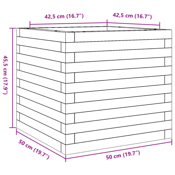 Puidust aia taimekast, 50 x 50 x 45,5 cm, survetöötlusega immutatud männipuit – 10