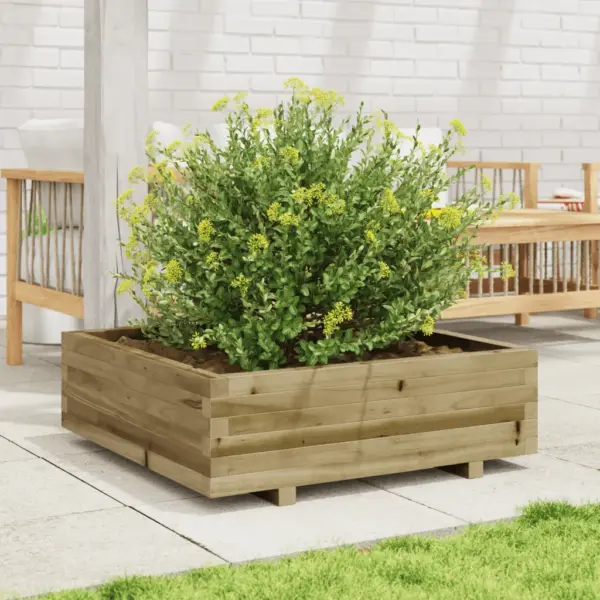 Puidust aia taimekast, 80 x 80 x 26,5 cm, survetöötlusega immutatud männipuit, pruun – 3