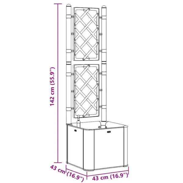 Isekastmisega plastist taimelava võrega, helepruun, 35 l, 43 x 43 x 142 cm – 9