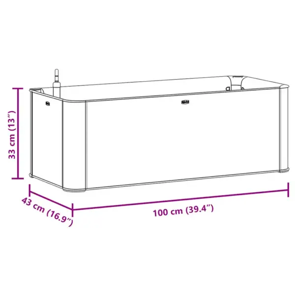 Isekastmissüsteemiga taimelava, rotangi välimusega, valge PP, 90 l, 100 x 43 x 33 cm – 8