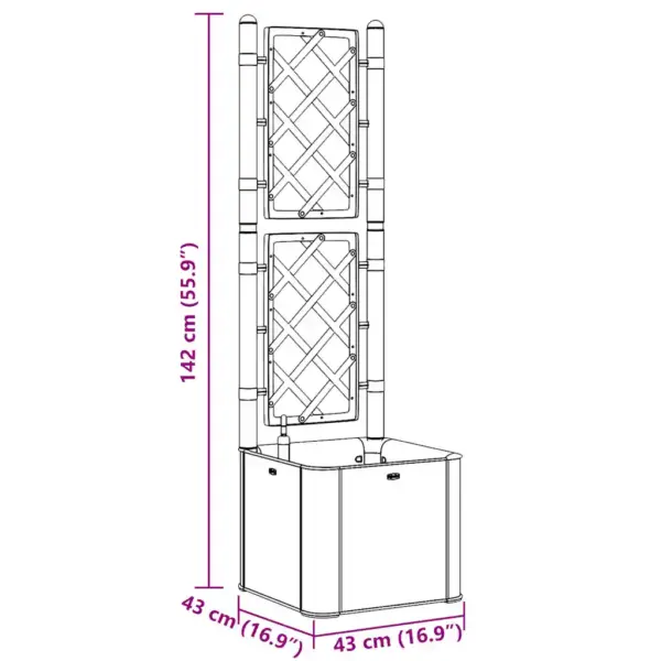 Isekastuv võrega taimelava, 35 l, valge PP-plast, 43 x 43 x 142 cm – 8