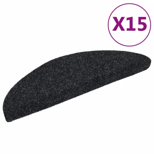 Isekleepuvad poolringikujulised trepimatid, must polüpropüleen, 15 tk, 56 x 17 x 3 cm – 2