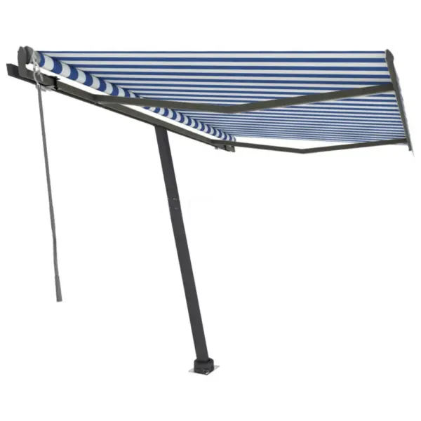Iseseisev automaatne terrassivarikatus 350 x 250 cm, sinivalge triibuline, antratsiithall raam - 2