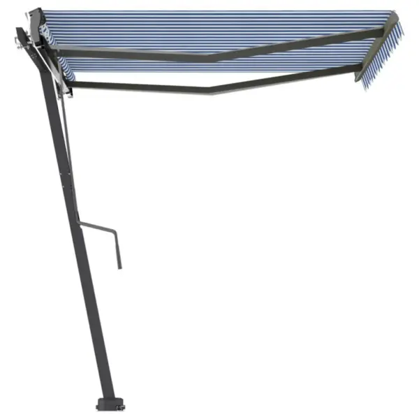 Iseseisev automaatne terrassivarikatus 350 x 250 cm, sinivalge triibuline, antratsiithall raam - 3