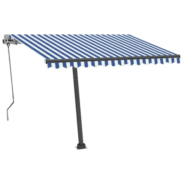 Iseseisev automaatne terrassivarikatus 350 x 250 cm, sinivalge triibuline, antratsiithall raam - 4