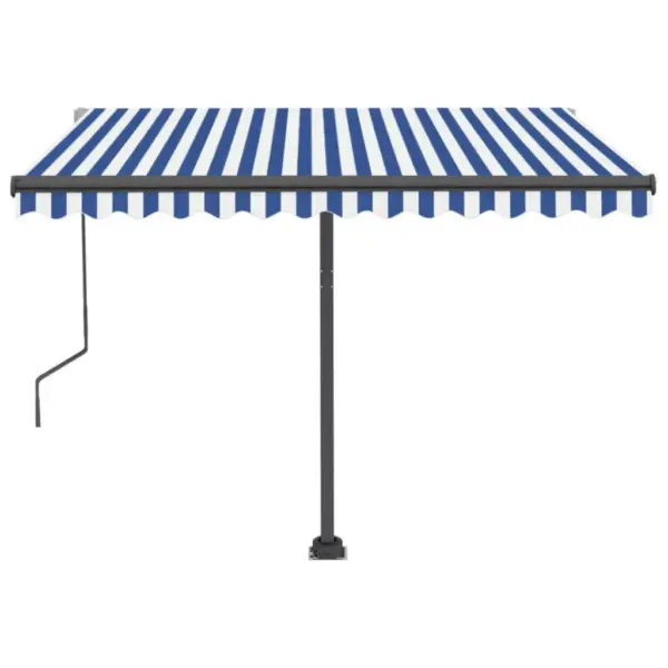 Iseseisev automaatne terrassivarikatus 350 x 250 cm, sinivalge triibuline, antratsiithall raam - 5