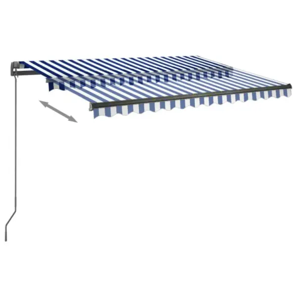 Iseseisev automaatne terrassivarikatus 350 x 250 cm, sinivalge triibuline, antratsiithall raam - 6