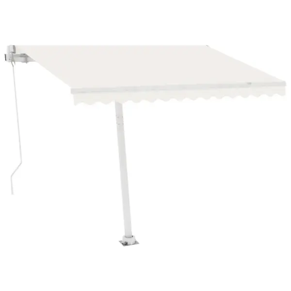 Iseseisev käsitsi sissetõmmatav varikatus, 300 x 250 cm, kreemjasvalge, valge alumiiniumraamiga - 2