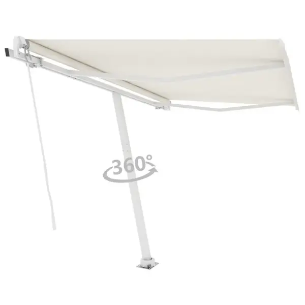 Iseseisev käsitsi sissetõmmatav varikatus, 300 x 250 cm, kreemjasvalge, valge alumiiniumraamiga - 3