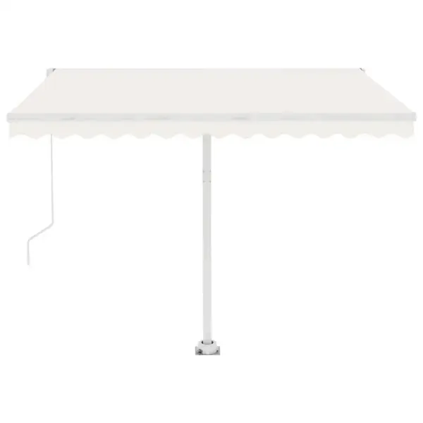 Iseseisev käsitsi sissetõmmatav varikatus, 300 x 250 cm, kreemjasvalge, valge alumiiniumraamiga - 5