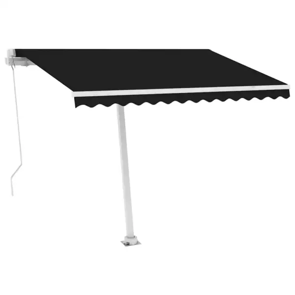 Iseseisev käsitsi avatav terrassivarikatus, antratsiithall, 300 x 250 cm, valge alumiiniumraam - 2