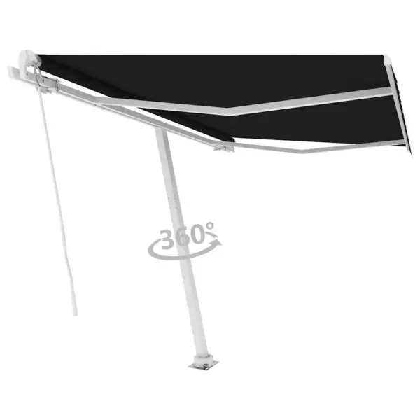 Iseseisev käsitsi avatav terrassivarikatus, antratsiithall, 300 x 250 cm, valge alumiiniumraam - 3