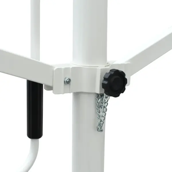 Iseseisev kahepoolne terrassivarikatus, 4 x 3 m, kreemjasvalge, PU-kattega polüester, terasraam – 8