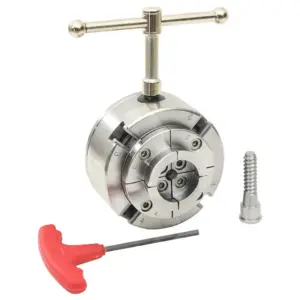 Isetsentreeruv 4 haaratsiga puidutreipingi padrun, M33 x 3,5 keere, teras, hõbedane ja punane, 96 mm