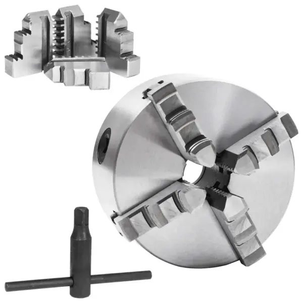 Isetsentreeruv treipingi padrun 4 haaratsiga, 125 mm, HT300 teras, hõbedane-must – 2