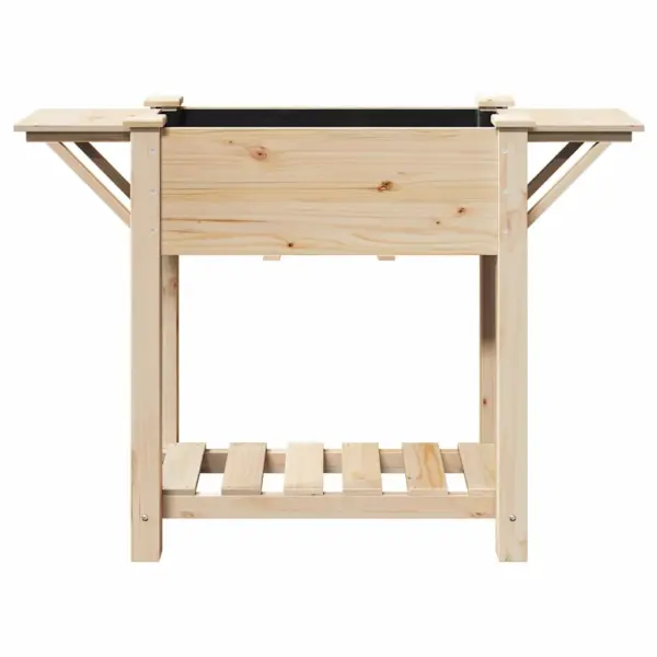 Kõrgendatud istutuskast riiuliga, beež kuusepuit, 111 x 37 x 76,5 cm - 5