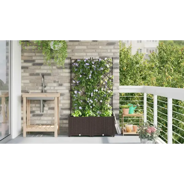 Pruun terasest istutuskast trellisega, 2 tk, 80 x 40 x 143 cm – 4