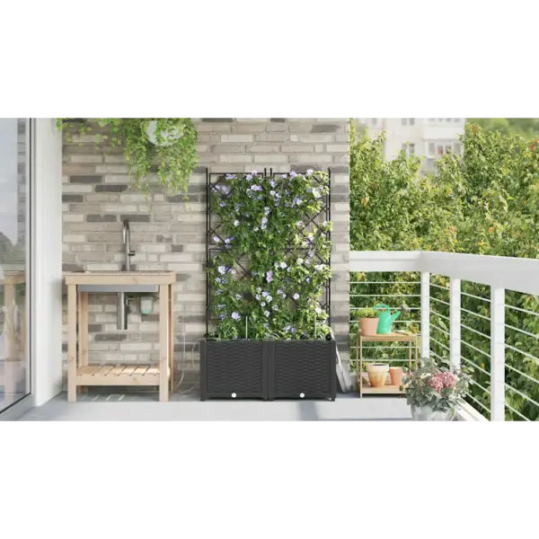 Aia istutuskastid tugivõrega, 2 tk, must teras, 80 x 40 x 142 cm – 4