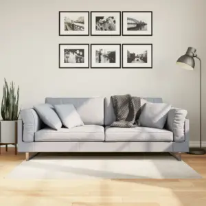 Skandinaavia stiilis lühikese karvaga vaip IZA, kreemjasvalge, libisemiskindla tagaküljega, 80 x 150 cm