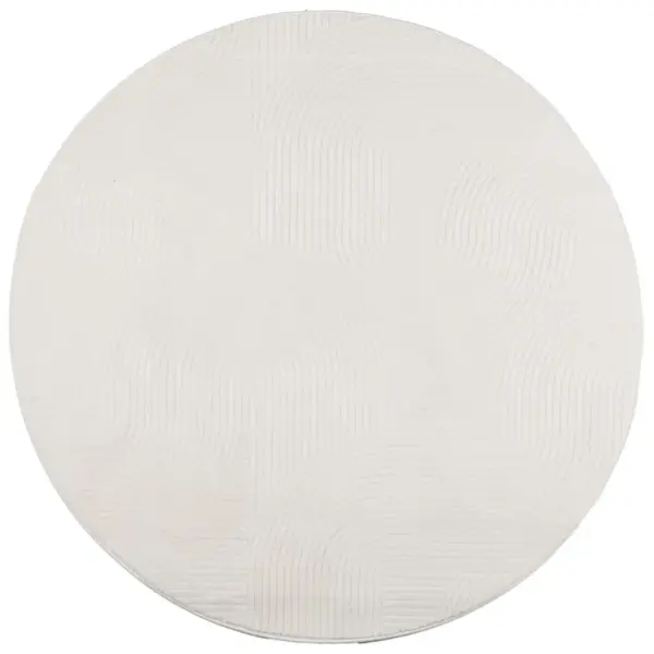 Ümmargune lühikese karvaga vaip IZA, kreemjasvalge, Ø 200 cm, 100% polüester – 2