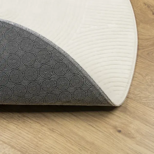 Ümmargune lühikese karvaga vaip IZA, kreemjasvalge, Ø 200 cm, 100% polüester – 5