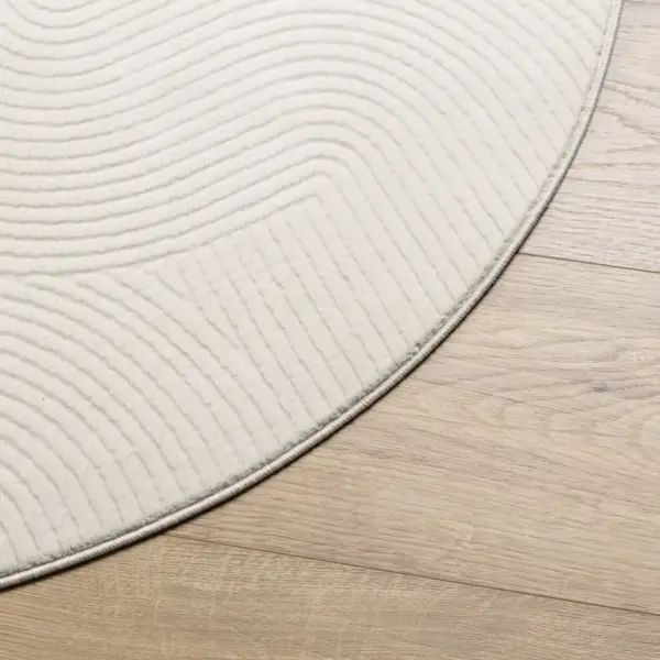 Ümmargune skandinaavialik vaip IZA, kreemjasvalge, lühikeste narmastega, Ø 120 cm – 4