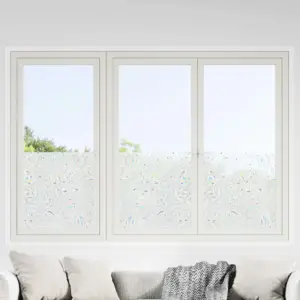 Staatiline jäätunud aknakile lillemustriga, PVC, läbipaistev, 4 tk, 45 x 500 cm