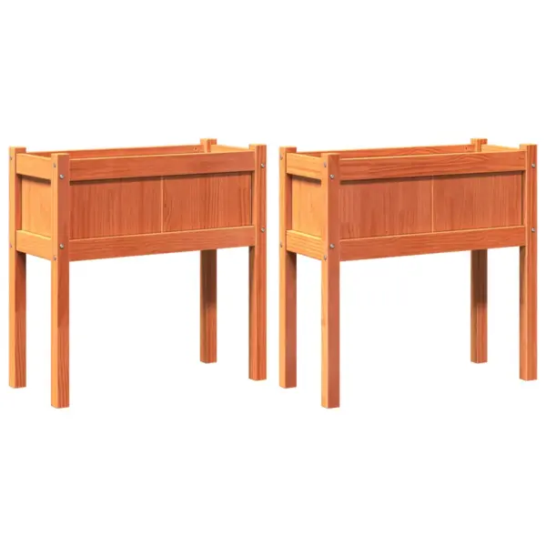 Jalgadel aia taimekastid, 2 tk, vahapruun männipuidust, 70 x 31 x 70 cm – 2