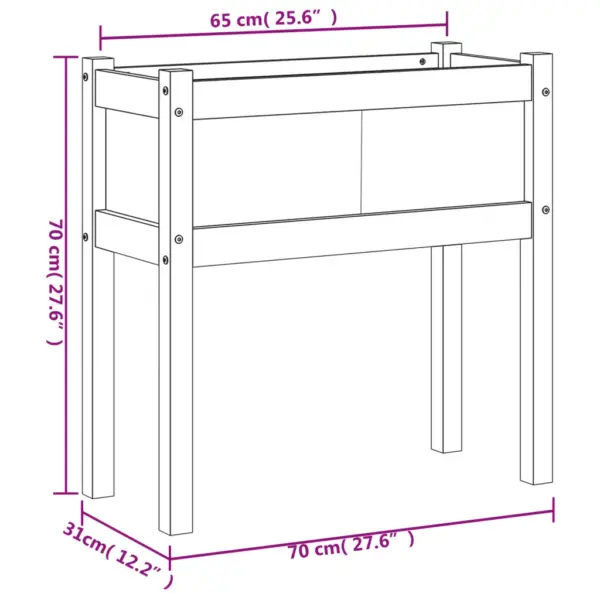 Jalgadel puidust taimekastid, 2 tk komplekt, töötlemata ebatsuugapuit, 70 x 31 x 70 cm - 11