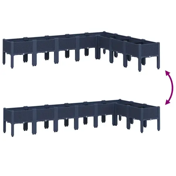 Jalgadel taimekast rotangimustriga, sinakashall PP, 200 x 160 x 42 cm – 6